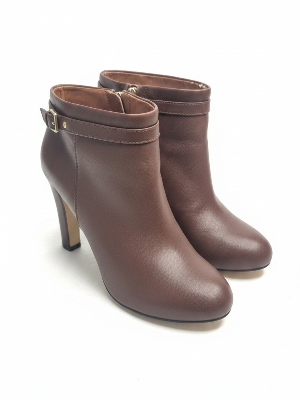 Banana Republic Women’s Brown Leather Ankle Booties, Zip Buckle, 7.5